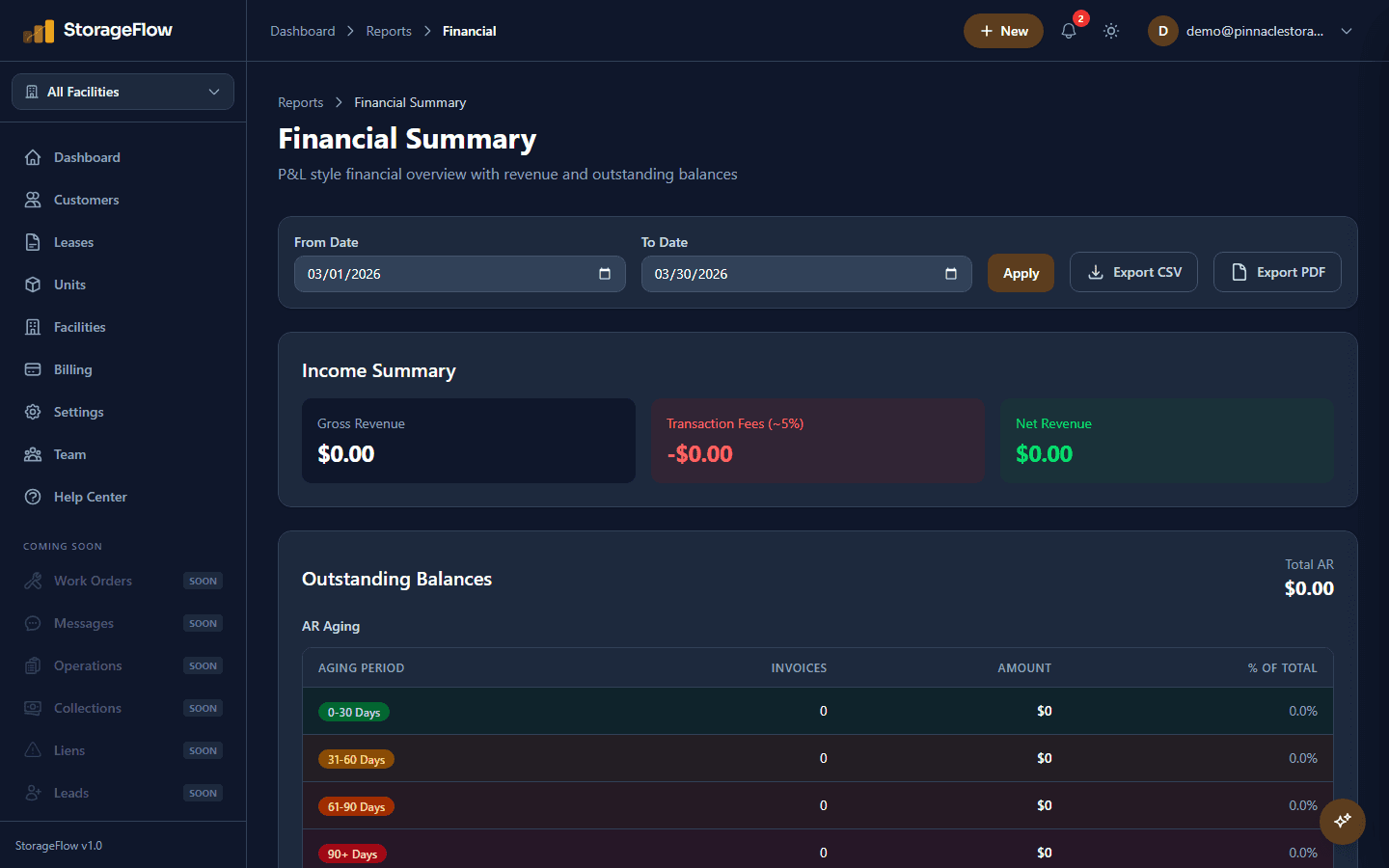 Financial Reports (dark mode)